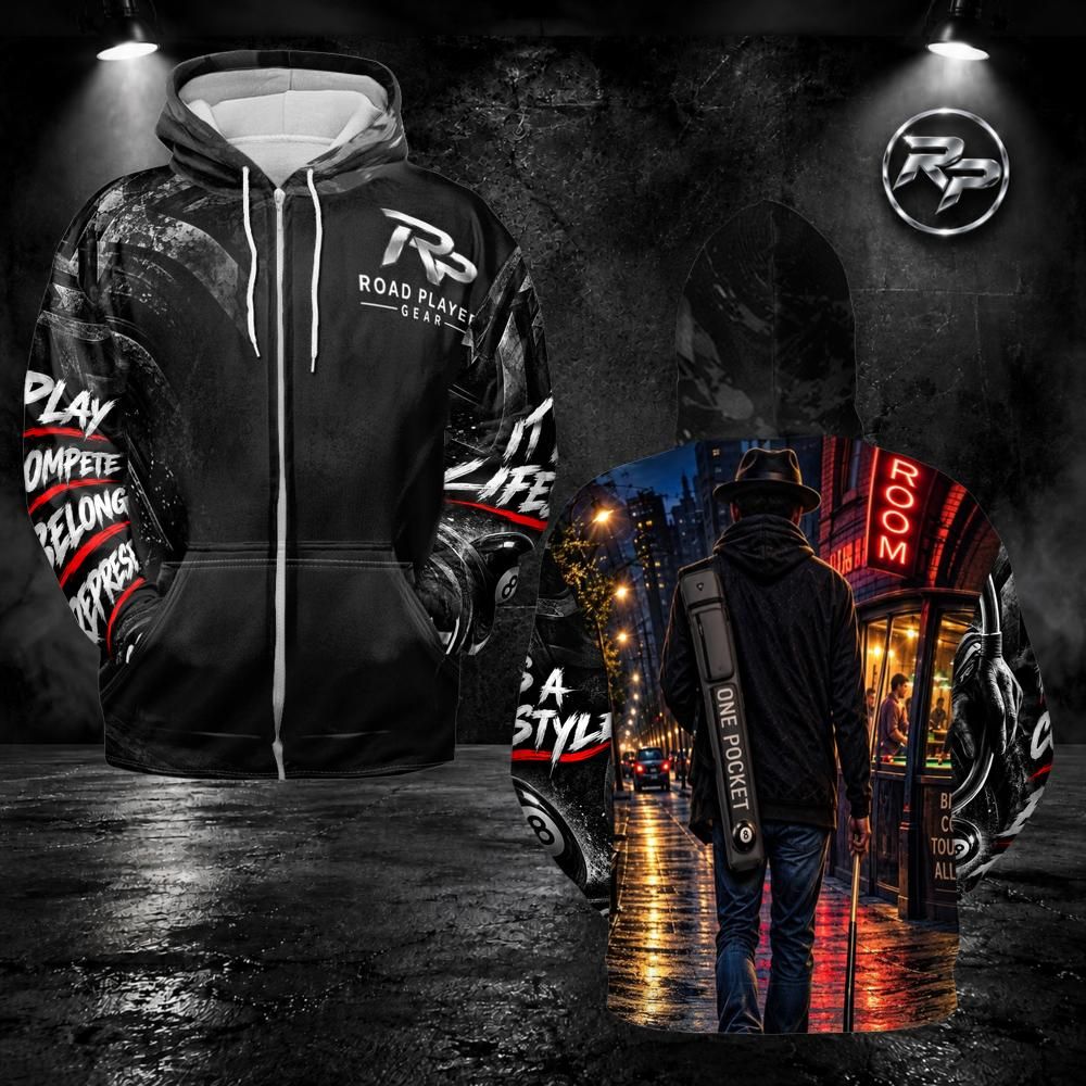 One Pocket Zip Hoodie | Billiards Apparel | Road Player Gear