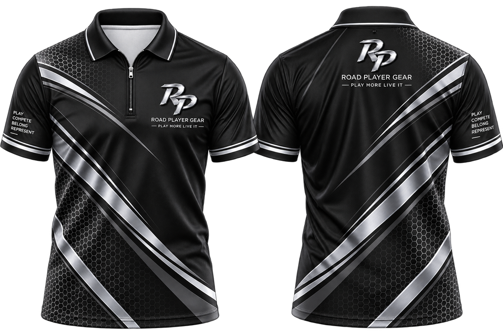 Road Player lightweight billiards zip  polo shirt for pool players