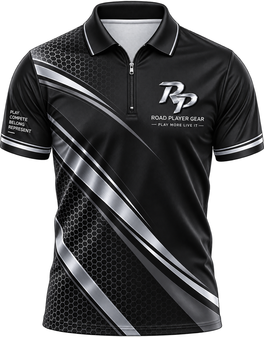 Road Player Lightweight Biliards Zip Polo Shirt