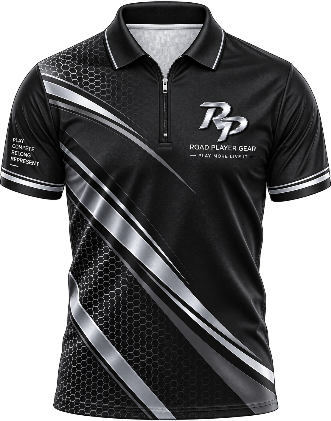 Road Player Lightweight Biliards Zip Polo Shirt